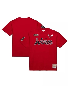 Мужская футболка премиум-класса Dennis Rodman Chicago Bulls с ником, красная Mitchell and ness