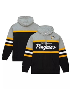 Мужская черно-серая толстовка с капюшоном Pittsburgh Penguins Head Coach Mitchell and ness