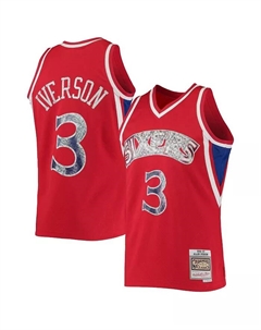 Мужская майка Allen Iverson Red Philadelphia 76ers 1996-97 Hardwood Classics 75Th Anniversary Diamond Swingman Mitchell and ness
