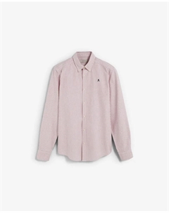 Мужская рубашка Оксфорд в полоску с контрастной вышивкой черепа на груди, розовый Scalpers