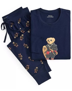 Мужской комплект пижамы из двух предметов: лонгслив и джоггеры, синий Polo ralph lauren