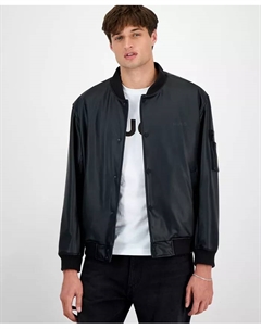 Мужская куртка-бомбер Balamo из искусственной кожи, черный Hugo boss