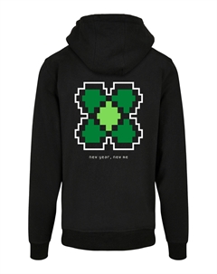 Пуловер Basic Hoodie Silvester Happy New Year Pixel Kleeblatt, черный F4nt4stic