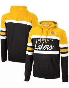 Мужская толстовка с капюшоном Los Angeles Lakers Head Coach золотистого и черного цветов Mitchell and ness