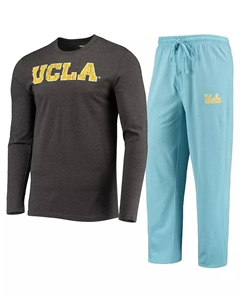 Мужской светло-голубой, в рубчик цвета тлеющий уголь, потертый комплект для сна UCLA Bruins с длинными рукавами и брюками Concepts sport