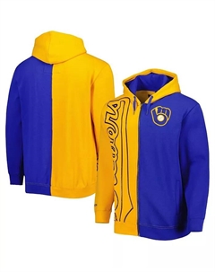 Мужская золотая флисовая толстовка с молнией Royal Milwaukee Brewers Mitchell and ness