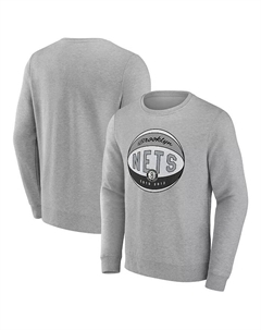 Мужская толстовка с начесом серого цвета Brooklyn Nets True Classics Vintage Pullover Fanatics