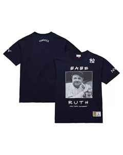 Мужская футболка Babe Ruth Navy New York Yankees из коллекции Cooperstown, премиальная плотная, с винтажным логотипом Mitchell and ness