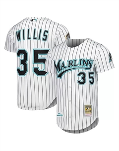 Мужская аутентичная футболка Dontrelle Willis белого цвета Florida Marlins из коллекции Cooperstown Mitchell and ness