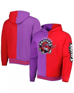 Мужская фиолетово-красная толстовка с капюшоном Toronto Raptors Hardwood Classics Split Pullover Hoodie Mitchell and ness