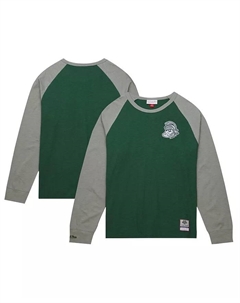 Мужская зеленая футболка Michigan State Spartans Legendary Slub с длинным рукавом реглан Mitchell and ness
