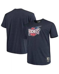 Мужская футболка Houston Rockets в винтажном стиле с потертостями, больших размеров, из коллекции Hardwood Classics, темно-синяя Mitchell and ness