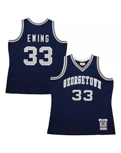 Мужская футболка Patrick Ewing Georgetown Hoyas 1983/84 в синем цвете Mitchell and ness