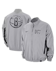 Мужская серебристая потертая куртка Brooklyn Nets Courtside в винтажном стиле с молнией на всю длину Nike