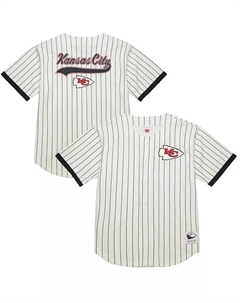 Мужская кремовая рубашка на пуговицах Kansas City Chiefs Final Seconds с винтажным логотипом и сетчатой тканью Mitchell and ness