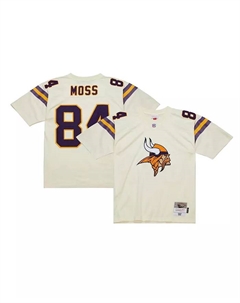 Мужская футболка Randy Moss Cream Minnesota Vikings с цепным стежком Legacy Mitchell and ness