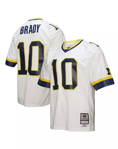 Мужская футболка Tom Brady White Michigan Wolverines 1999 Legacy Jersey Mitchell and ness