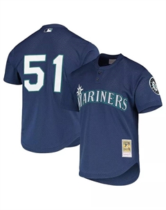 Мужская бейсбольная майка для тренировок Ichiro Suzuki Royal Seattle Mariners из коллекции Cooperstown с сетчатыми вставками Mitchell and ness