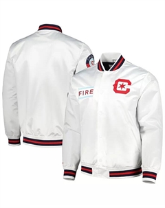 Мужская белая бейсбольная куртка Chicago Fire City на полной застежке-молнии Mitchell and ness