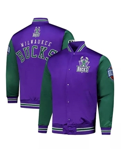 Мужская фиолетовая сатиновая куртка Milwaukee Bucks Hardwood Classic Primetime на молнии Mitchell and ness