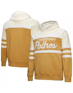 Мужская толстовка с капюшоном Head Coach цвета хаки/крем San Diego Padres Mitchell and ness
