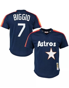 Мужская тренировочная бейсбольная майка Houston Astros Craig Biggio Cooperstown в сетчатом стиле, цвет: темно-синий Mitchell and ness