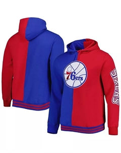 Мужская худи Philadelphia 76ers Hardwood Classics Split цвета королевского красного Mitchell and ness