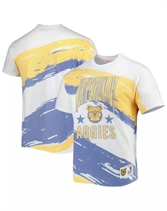 Мужская белая футболка North Carolina A&T Aggies с сублимационным принтом "Paintbrush" Mitchell and ness