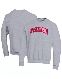 Мужская базовая флисовая толстовка с арочным принтом Heather Gray Wisconsin Badgers Champion