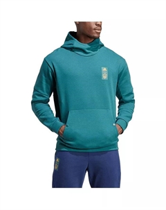 Мужская бирюзовая толстовка с капюшоном LA Galaxy 2023 Player Travel Pullover Hoodie Adidas