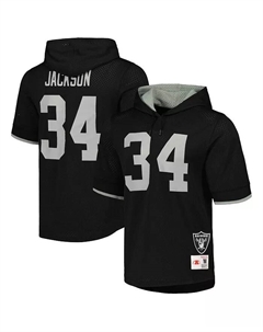 Мужская черная толстовка с капюшоном в сетку Bo Jackson Los Angeles Raiders Gridiron Classics с именем и номером игрока на пенсии Mitchell and ness