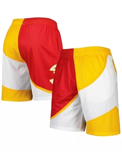 Мужские шорты Atlanta Hawks Hardwood Classics 1986 Split Swingman красного и желтого цветов Mitchell and ness