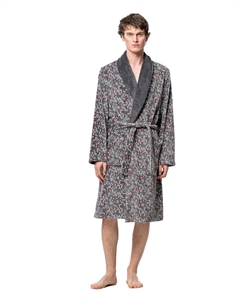 Мужской халат с запахом, как у смокинга, серый Soy