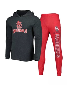 Мужской сет: худи и джоггеры St. Louis Cardinals Meter в цветах Heather Red и Heather Charcoal Concepts sport