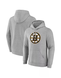 Мужская толстовка с капюшоном Heather Gray Boston Bruins Primary Logo Pullover Hoodie Fanatics