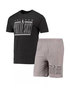Мужской серо-черный комплект для сна Chicago White Sox Meter: футболка и шорты Concepts sport