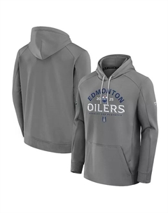 Мужская серая толстовка с капюшоном Edmonton Oilers 2025 Stanley Cup Playoffs Authentic Pro Rink Fly Fleece Pullover Hoodie Fanatics