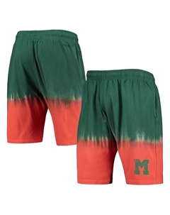Мужские шорты Miami Hurricanes в технике тай-дай оранжевого и зеленого цветов Mitchell and ness