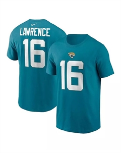 Мужская футболка с именем и номером игрока Тревора Лоуренса в цвете "морской волны" — Jacksonville Jaguars Nike