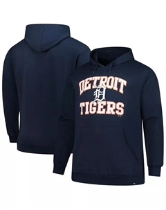 Мужской большой и высокий худи-свитшот Detroit Tigers Velocity Fleece цвета морской волны '47 brand
