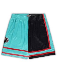 Мужские шорты Memphis Grizzlies Big and Tall Hardwood Classics Split Swingman черного и бирюзового цветов Mitchell and ness