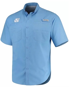 Мужская светло-синяя рубашка North Carolina Tar Heels Tamiami Columbia