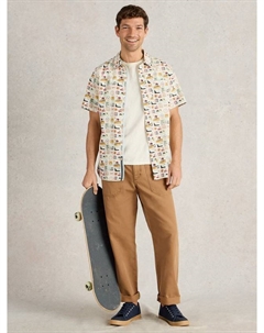 Футболка Finsbury Cotton Regular Fit с принтом, Natural/Multi White stuff