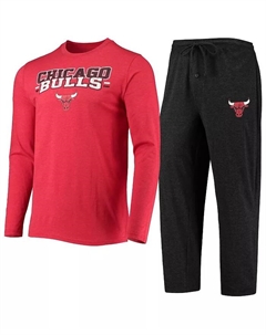 Мужской комплект для сна Chicago Bulls с длинным рукавом и брюками, черный и красный Concepts sport