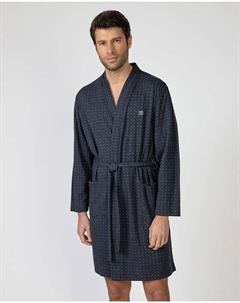 Мужской длинный халат на запах, синий Massana