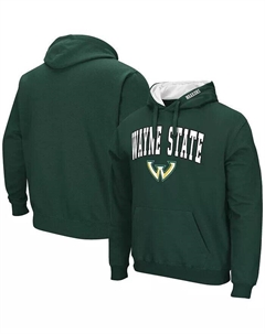 Мужской пуловер с капюшоном Green Wayne State Warriors Arch & Logo Colosseum