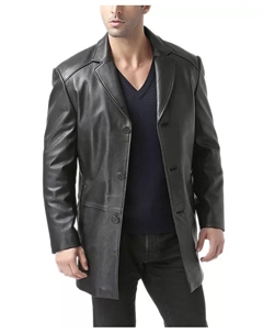 Мужское пальто Carter из кожи с тремя пуговицами, черный Bgsd