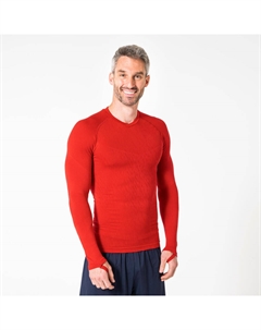 Женская/мужская бесшовная функциональная рубашка с длинными рукавами - Keepdry красная Kipsta