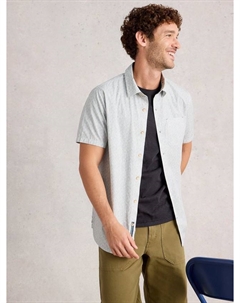 Хлопковая рубашка Finsbury Regular Fit с геометрическим принтом, Blue White stuff