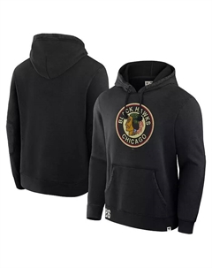 Мужская черная толстовка с капюшоном Chicago Blackhawks Decades Collection Tradition Fleece Pullover Hoodie Fanatics